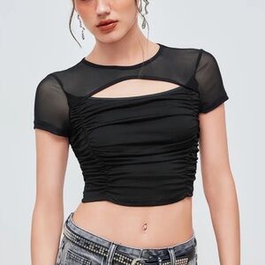 Cider Black Cut-Out Crop Top